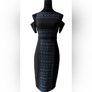 Maggy London One Shoulder Black and Blue Dress Size P Small​